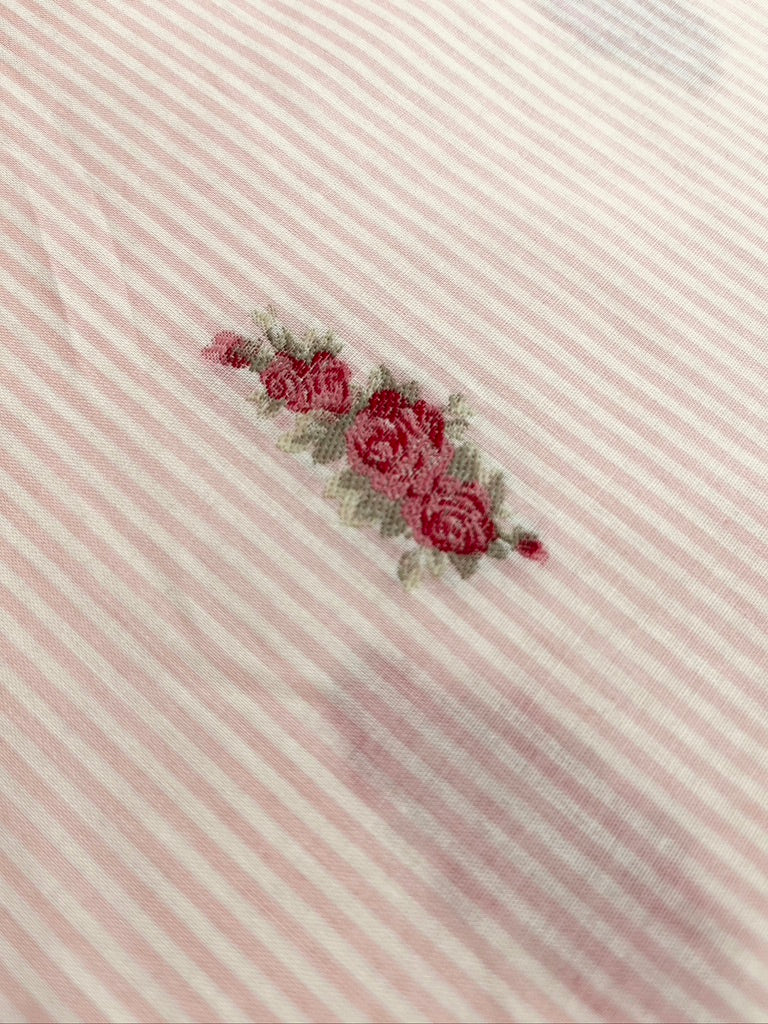 Embroidered Rose Pinstripe / Pink