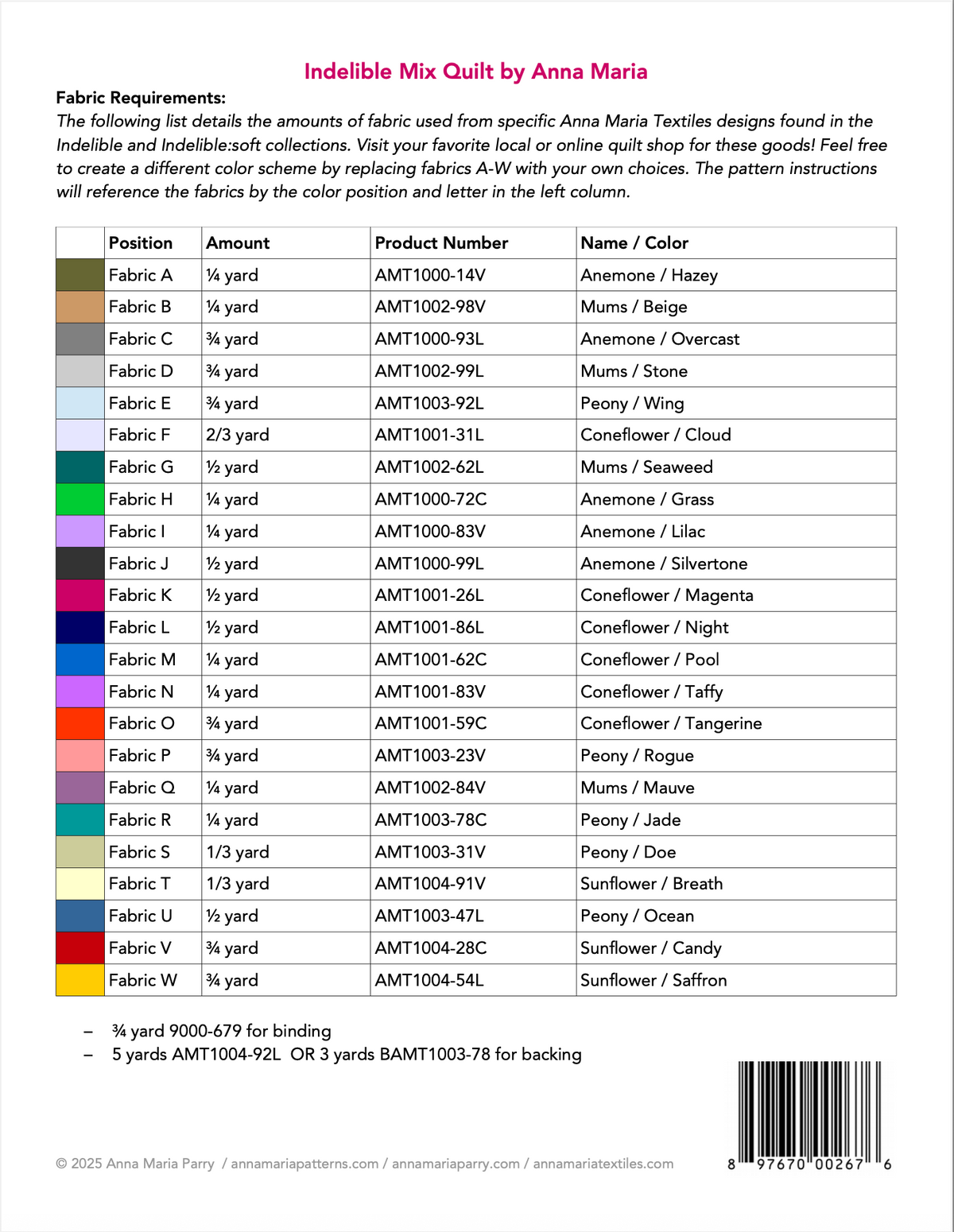 Indelible MIX Quilt Pattern