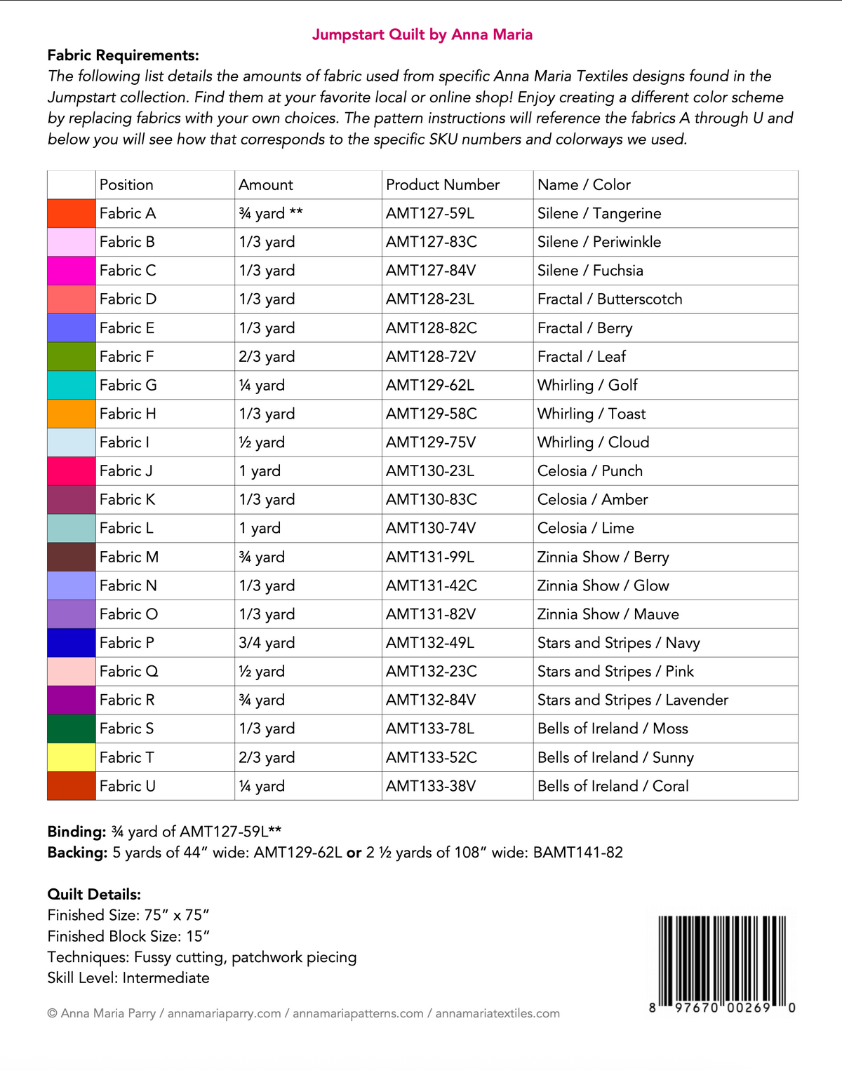 Jumpstart Quilt Pattern