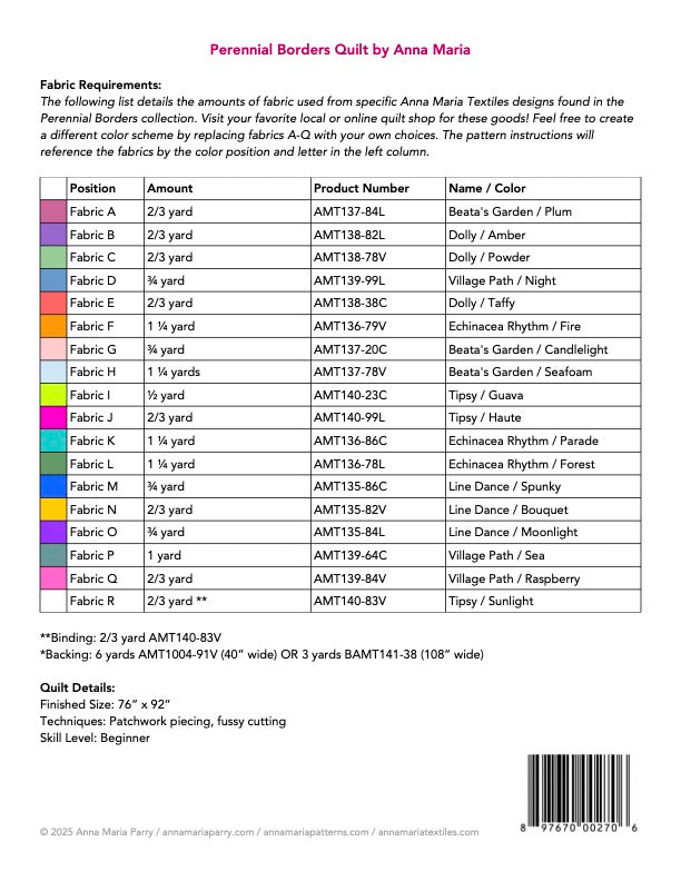 Perennial Borders Quilt Pattern